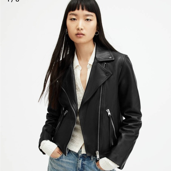 All Saints Dalby Slim Fit Leather Biker Jacket. Condition 10/10 - Picture 3 of 8